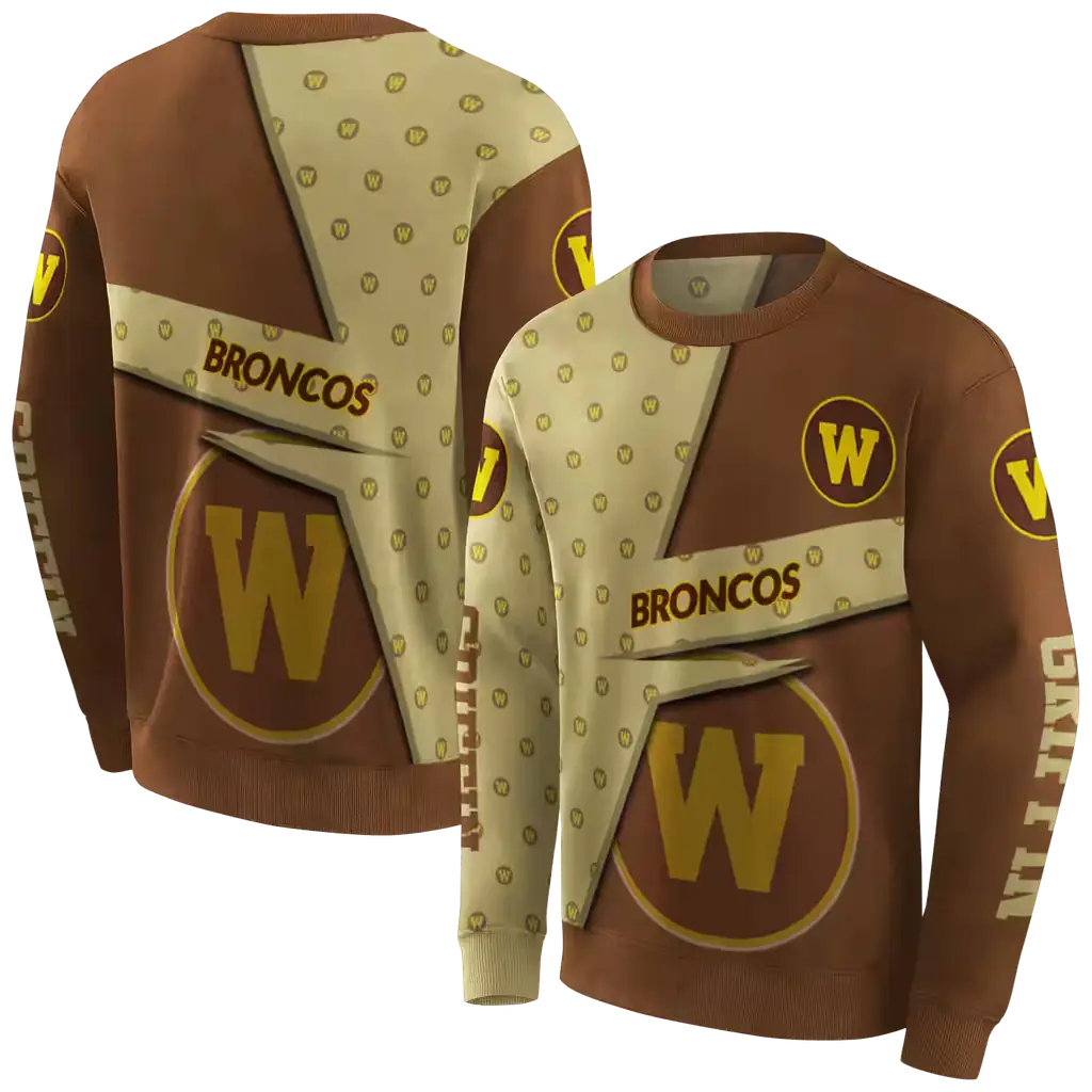custom western michigan broncos abstract shape brown hoodie premium grade custom western michigan broncos abstract shape brown hoodie premium grade