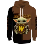 custom western michigan broncos baby yoda brown black hoodie best selling
