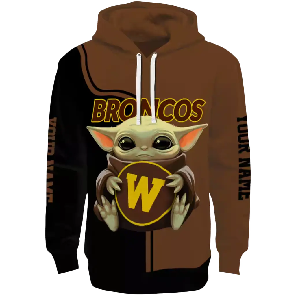 custom western michigan broncos baby yoda brown black hoodie best selling custom western michigan broncos baby yoda brown black hoodie best selling