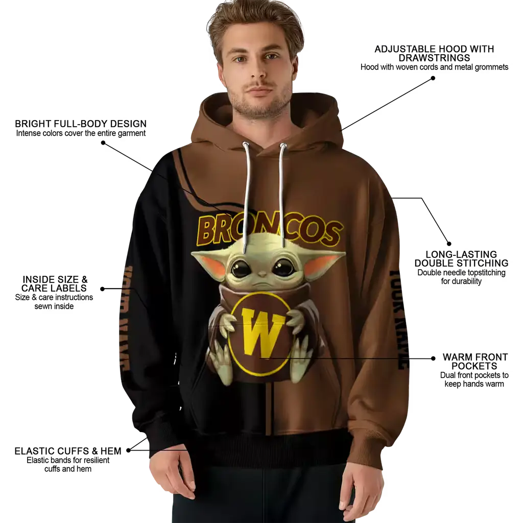 custom western michigan broncos baby yoda brown black hoodie latest model custom western michigan broncos baby yoda brown black hoodie latest model