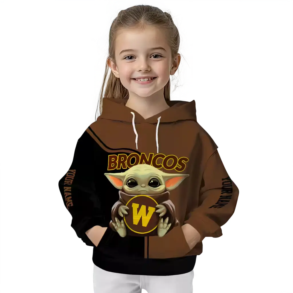 custom western michigan broncos baby yoda brown black hoodie top rated custom western michigan broncos baby yoda brown black hoodie top rated