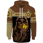 custom western michigan broncos grim reaper brown black hoodie best selling