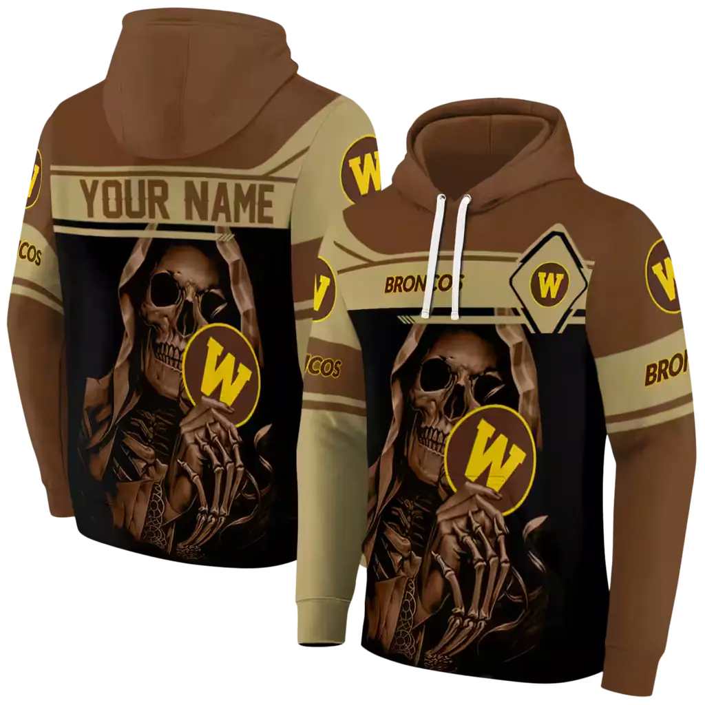 custom western michigan broncos grim reaper brown black hoodie fashion forward custom western michigan broncos grim reaper brown black hoodie fashion forward