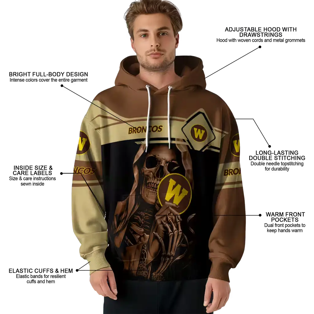 custom western michigan broncos grim reaper brown black hoodie latest model custom western michigan broncos grim reaper brown black hoodie latest model