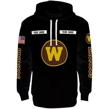 custom western michigan broncos punisher skull black hoodie best selling