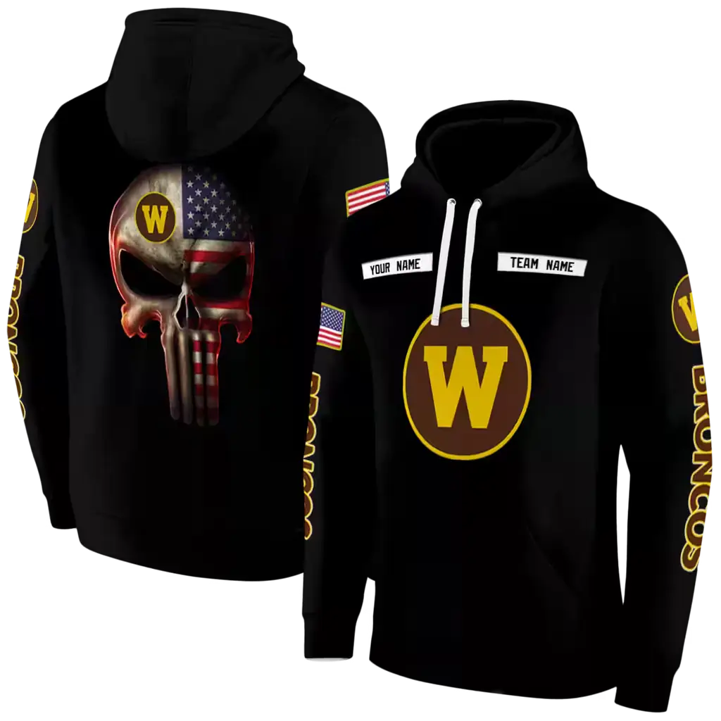 custom western michigan broncos punisher skull black hoodie fashion forward custom western michigan broncos punisher skull black hoodie fashion forward