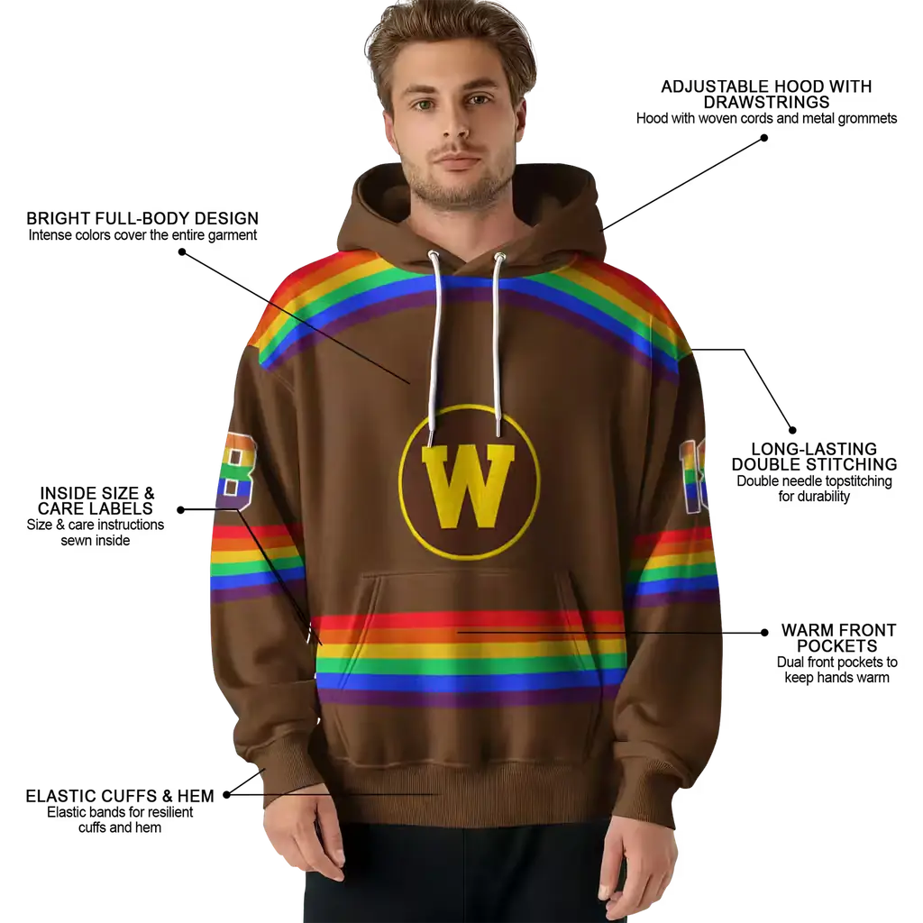 custom western michigan broncos rainbow stripes brown hoodie latest model custom western michigan broncos rainbow stripes brown hoodie latest model