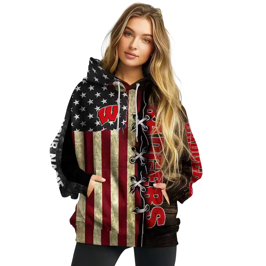 custom wisconsin badgers american pride hoodie high quality custom wisconsin badgers american pride hoodie high quality