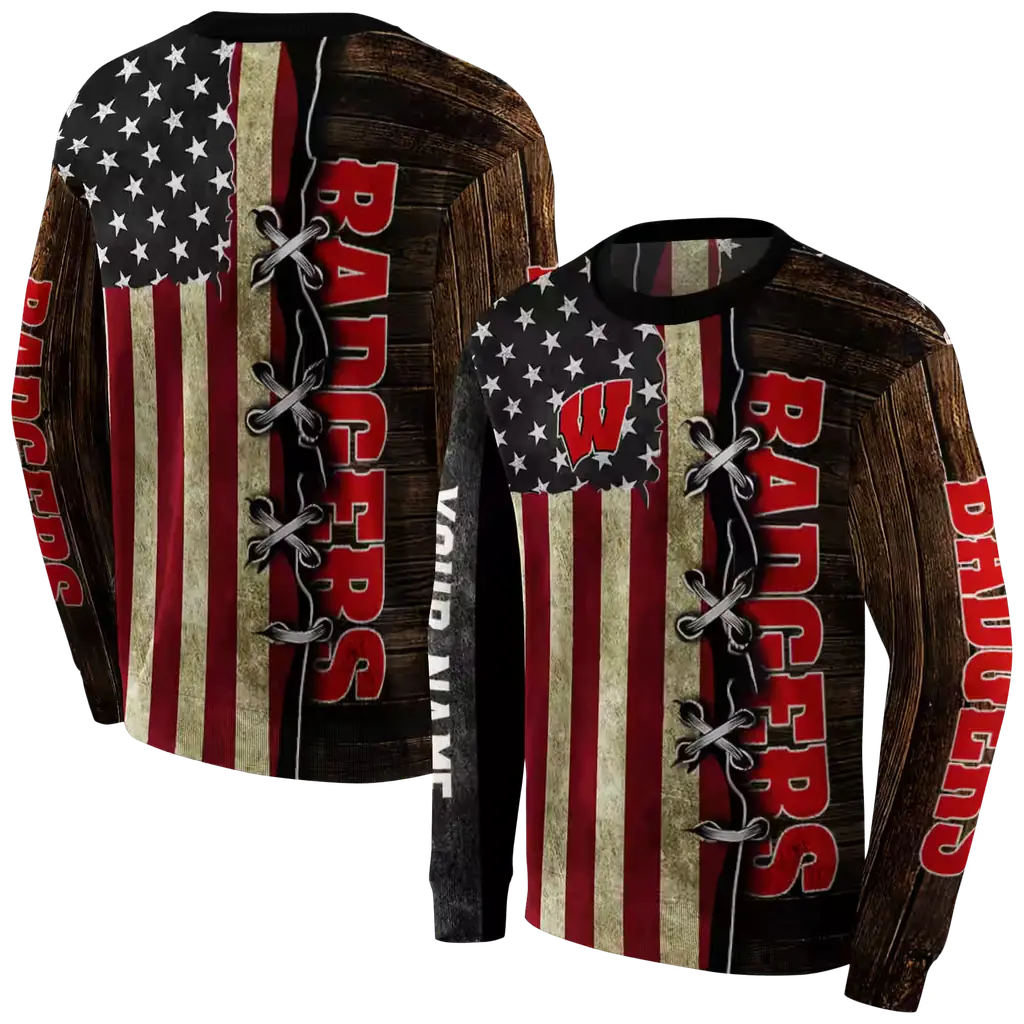 custom wisconsin badgers american pride hoodie premium grade custom wisconsin badgers american pride hoodie premium grade