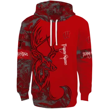 custom wisconsin badgers deer silhouette red hoodie best selling