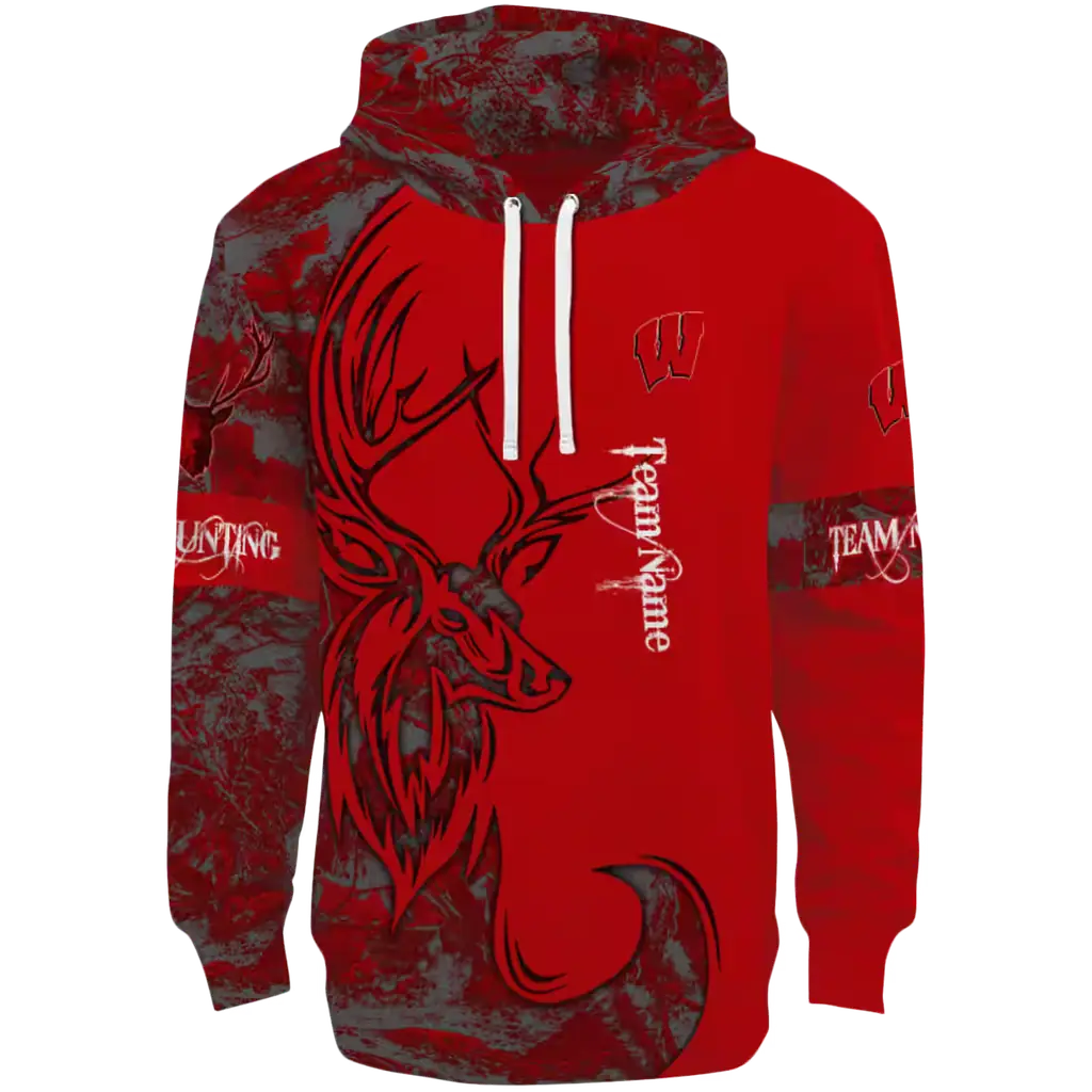 custom wisconsin badgers deer silhouette red hoodie best selling custom wisconsin badgers deer silhouette red hoodie best selling