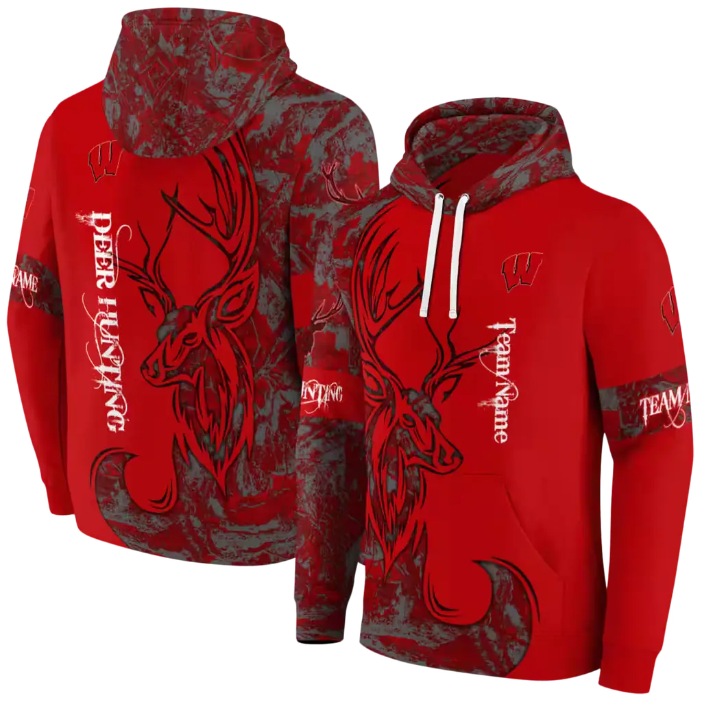 custom wisconsin badgers deer silhouette red hoodie fashion forward custom wisconsin badgers deer silhouette red hoodie fashion forward