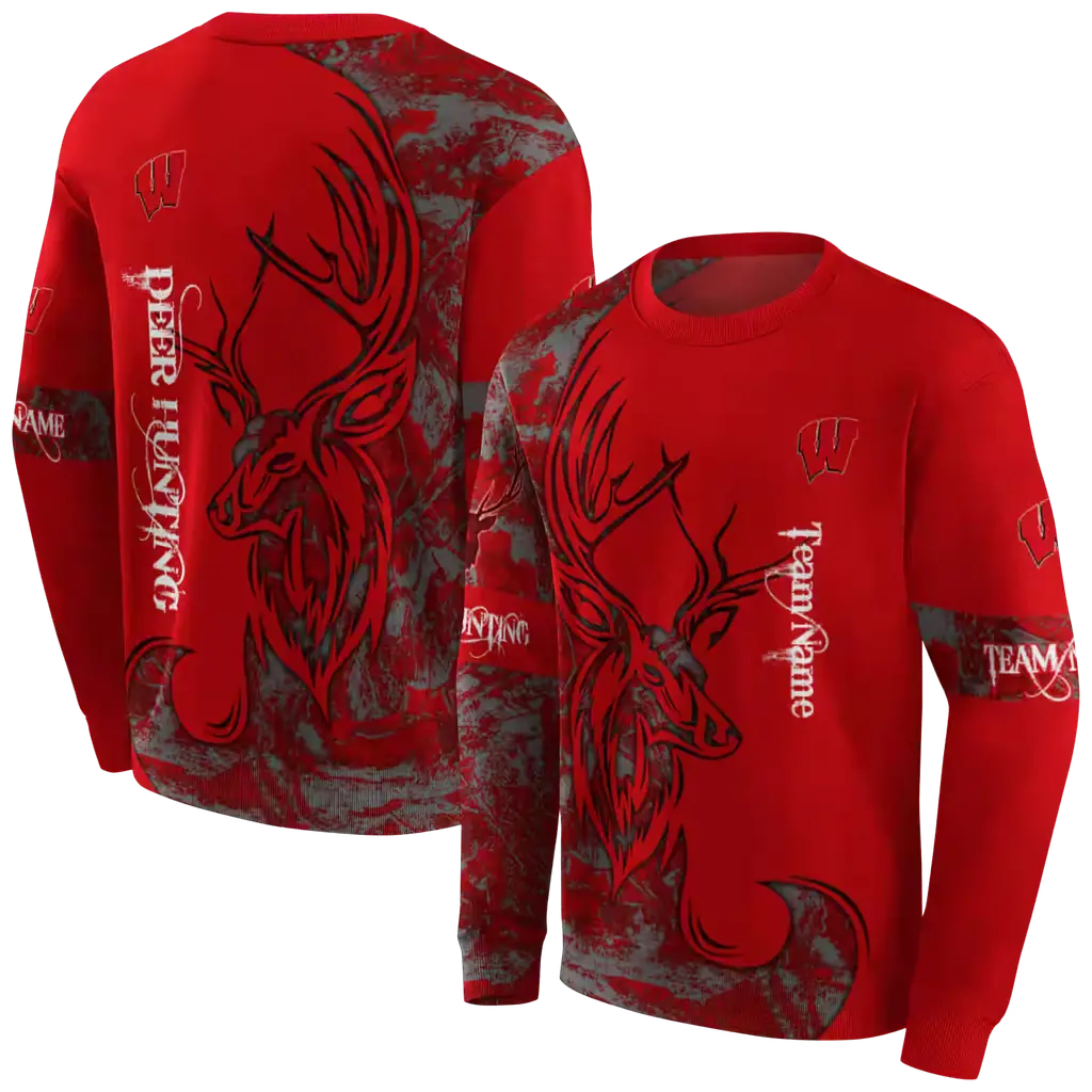 custom wisconsin badgers deer silhouette red hoodie premium grade custom wisconsin badgers deer silhouette red hoodie premium grade