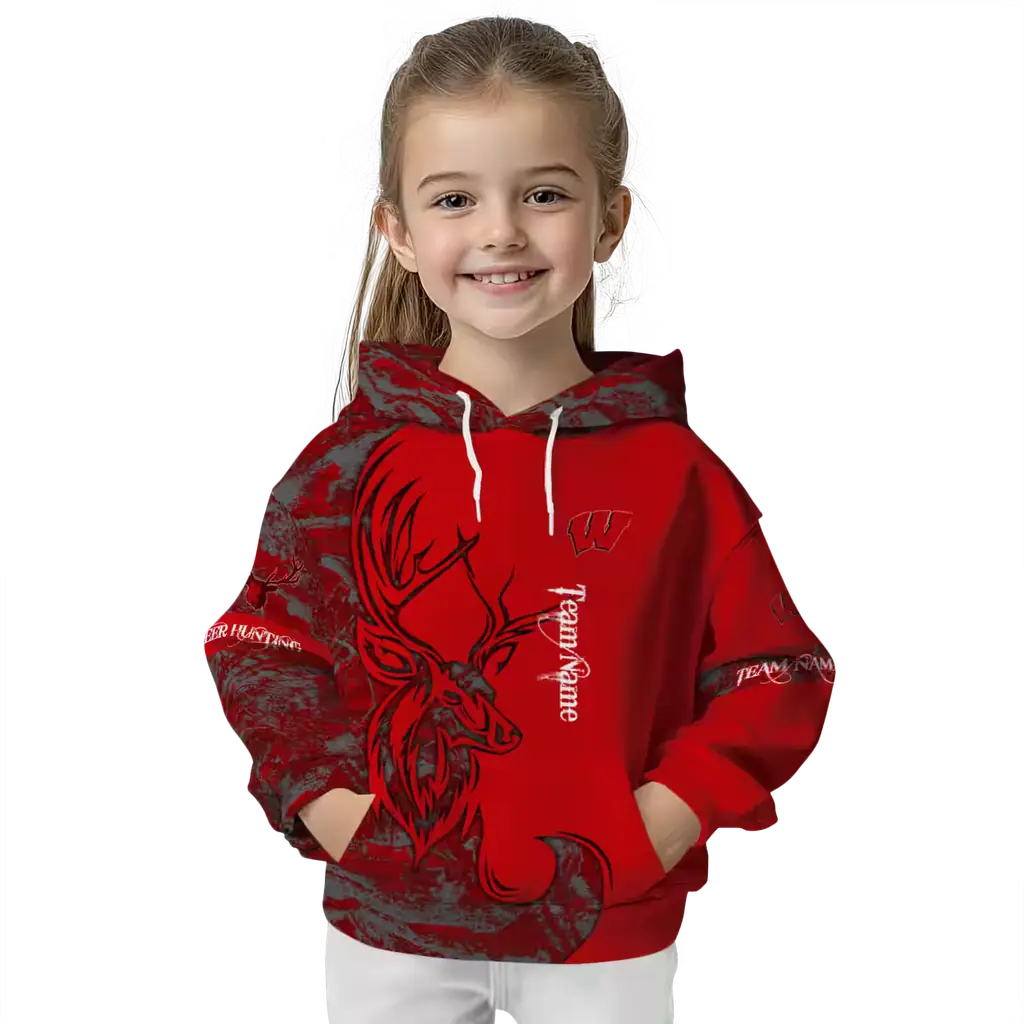 custom wisconsin badgers deer silhouette red hoodie top rated custom wisconsin badgers deer silhouette red hoodie top rated