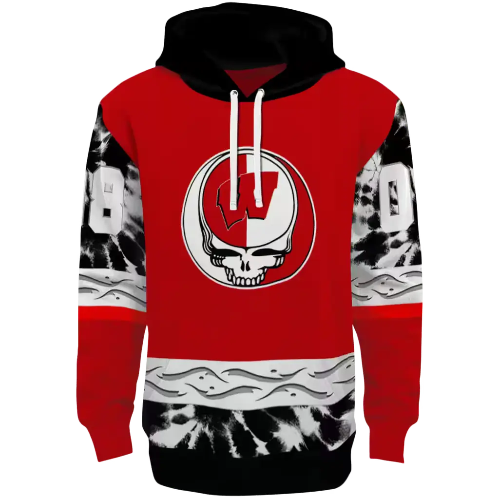 custom wisconsin badgers grateful vibes red hoodie best selling custom wisconsin badgers grateful vibes red hoodie best selling