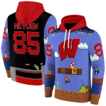 custom wisconsin badgers mario blue black hoodie best selling