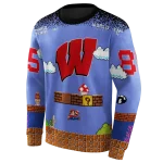 custom wisconsin badgers mario blue black hoodie best selling
