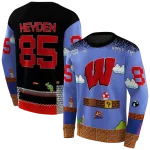 custom wisconsin badgers mario blue black hoodie best selling