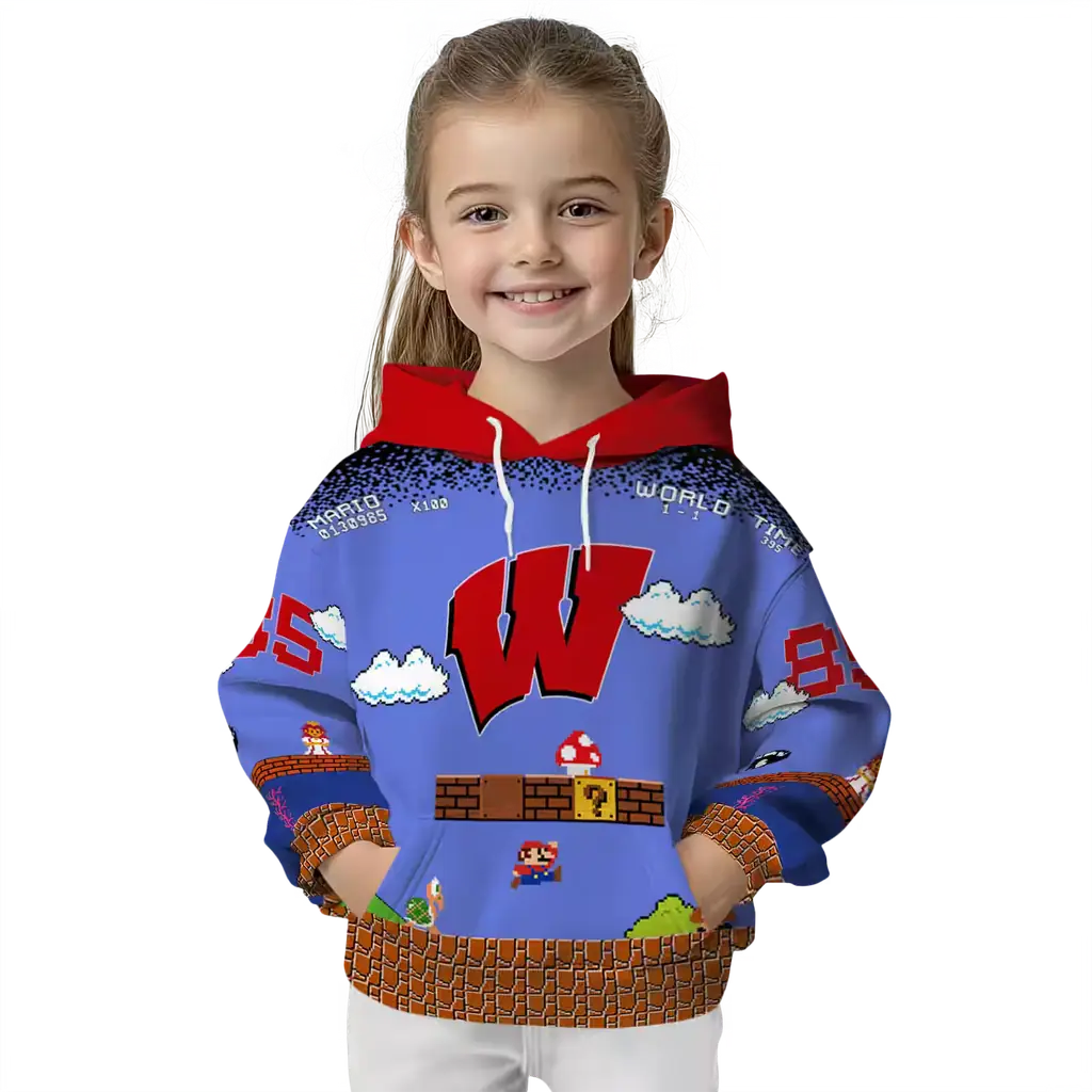 custom wisconsin badgers mario blue black hoodie top rated custom wisconsin badgers mario blue black hoodie top rated