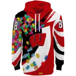 custom wisconsin badgers puzzle pieces red hoodie best selling