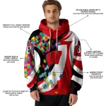custom wisconsin badgers puzzle pieces red hoodie best selling