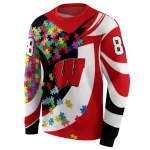 custom wisconsin badgers puzzle pieces red hoodie best selling