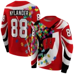 custom wisconsin badgers puzzle pieces red hoodie best selling