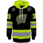 custom wisconsin badgers safety motif black neon green hoodie best selling