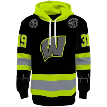 custom wisconsin badgers safety motif black neon green hoodie best selling