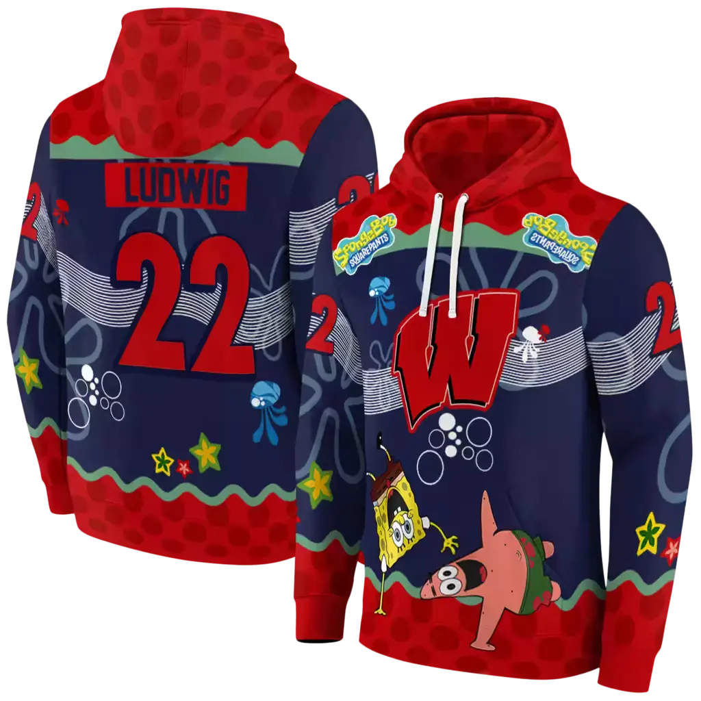 custom wisconsin badgers spongebob patrick star red navy hoodie fashion forward custom wisconsin badgers spongebob patrick star red navy hoodie fashion forward