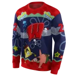 custom wisconsin badgers spongebob patrick star red navy hoodie best selling