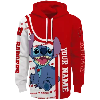 custom wisconsin badgers stitch red hoodie best selling