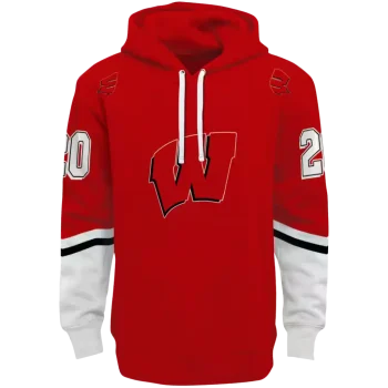 custom wisconsin badgers striped sleeves red hoodie best selling
