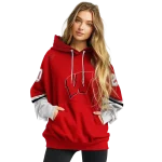 custom wisconsin badgers striped sleeves red hoodie best selling