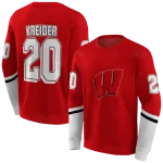 custom wisconsin badgers striped sleeves red hoodie best selling