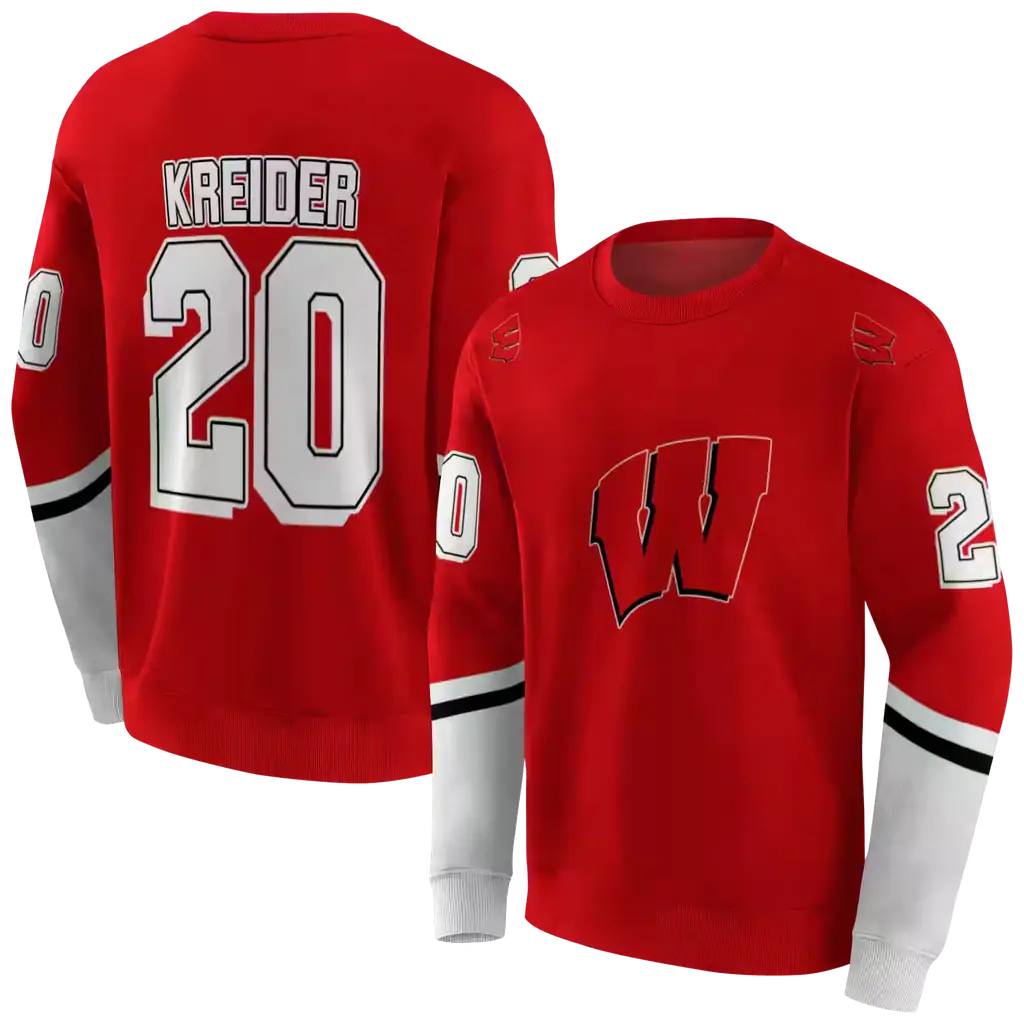 custom wisconsin badgers striped sleeves red hoodie premium grade custom wisconsin badgers striped sleeves red hoodie premium grade