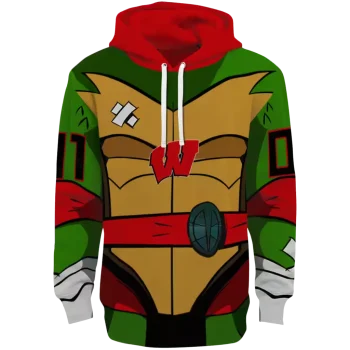 custom wisconsin badgers superhero armor red green hoodie best selling