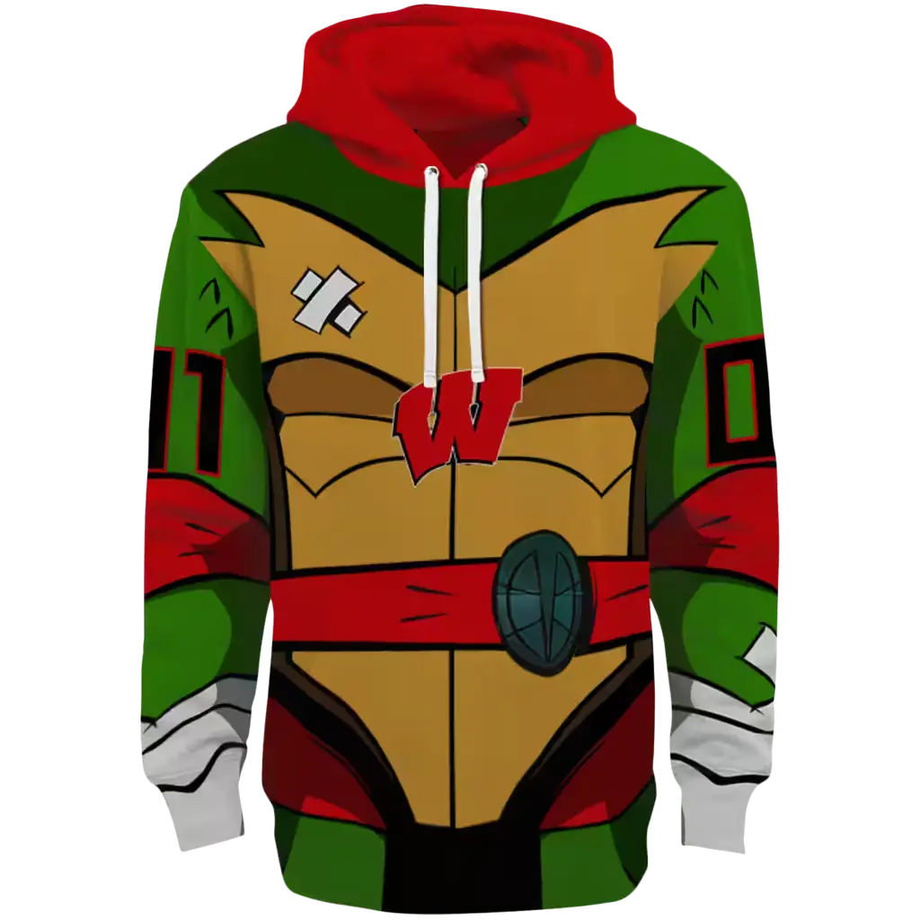 custom wisconsin badgers superhero armor red green hoodie best selling custom wisconsin badgers superhero armor red green hoodie best selling
