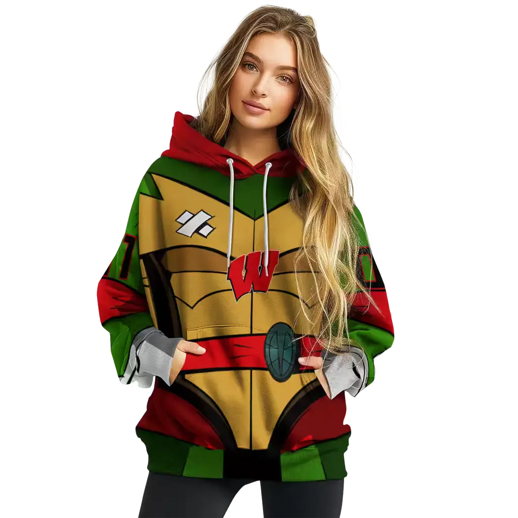 custom wisconsin badgers superhero armor red green hoodie high quality custom wisconsin badgers superhero armor red green hoodie high quality