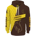 custom wyoming cowboys abstract shape brown hoodie best selling
