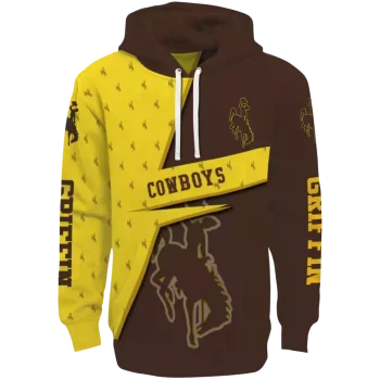 custom wyoming cowboys abstract shape brown hoodie best selling
