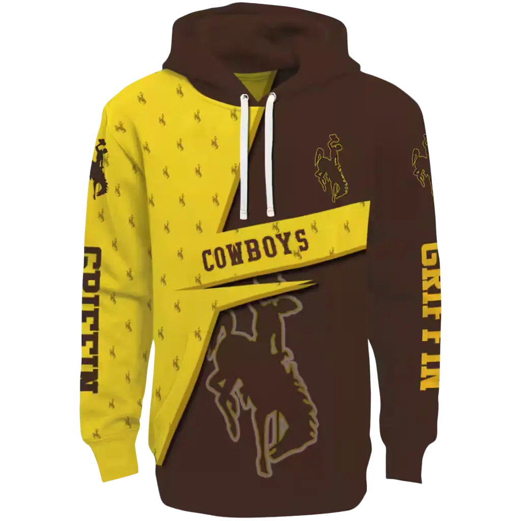 custom wyoming cowboys abstract shape brown hoodie best selling custom wyoming cowboys abstract shape brown hoodie best selling