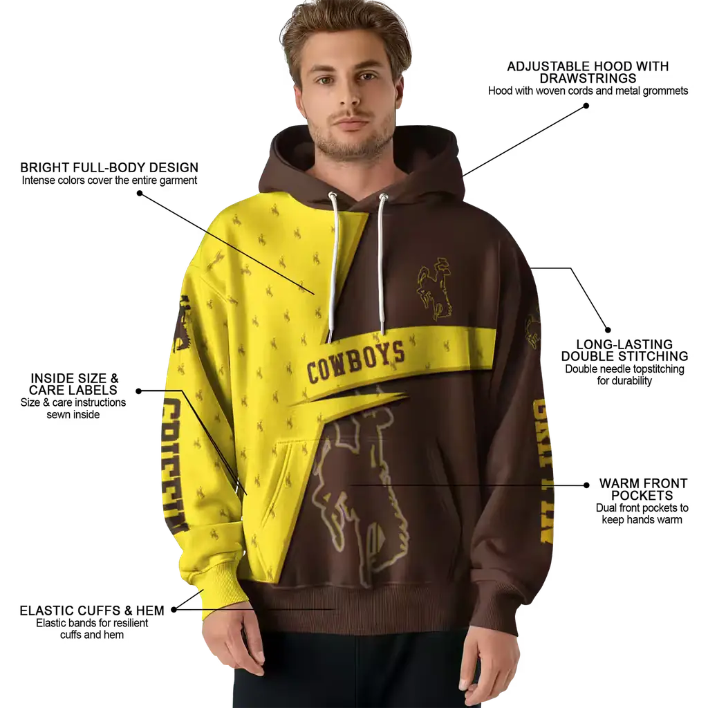 custom wyoming cowboys abstract shape brown hoodie latest model custom wyoming cowboys abstract shape brown hoodie latest model