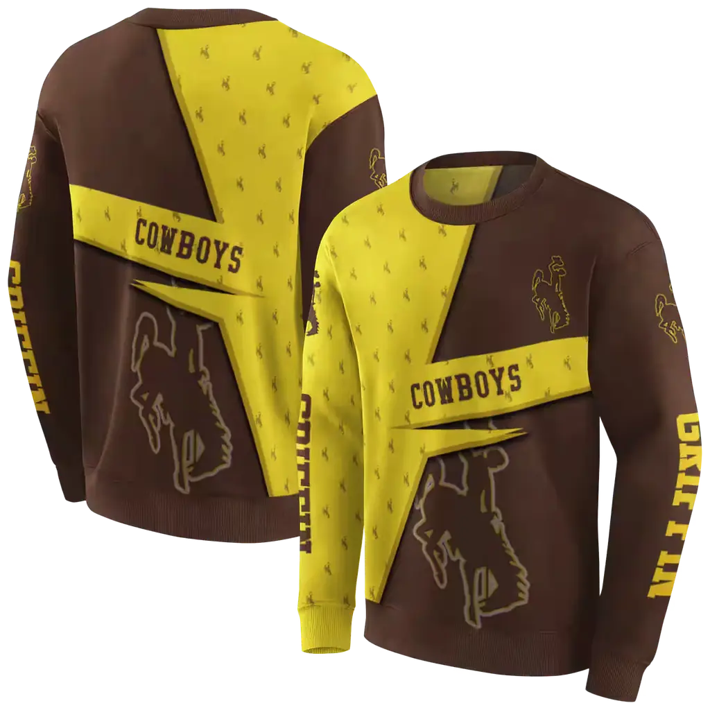 custom wyoming cowboys abstract shape brown hoodie premium grade custom wyoming cowboys abstract shape brown hoodie premium grade