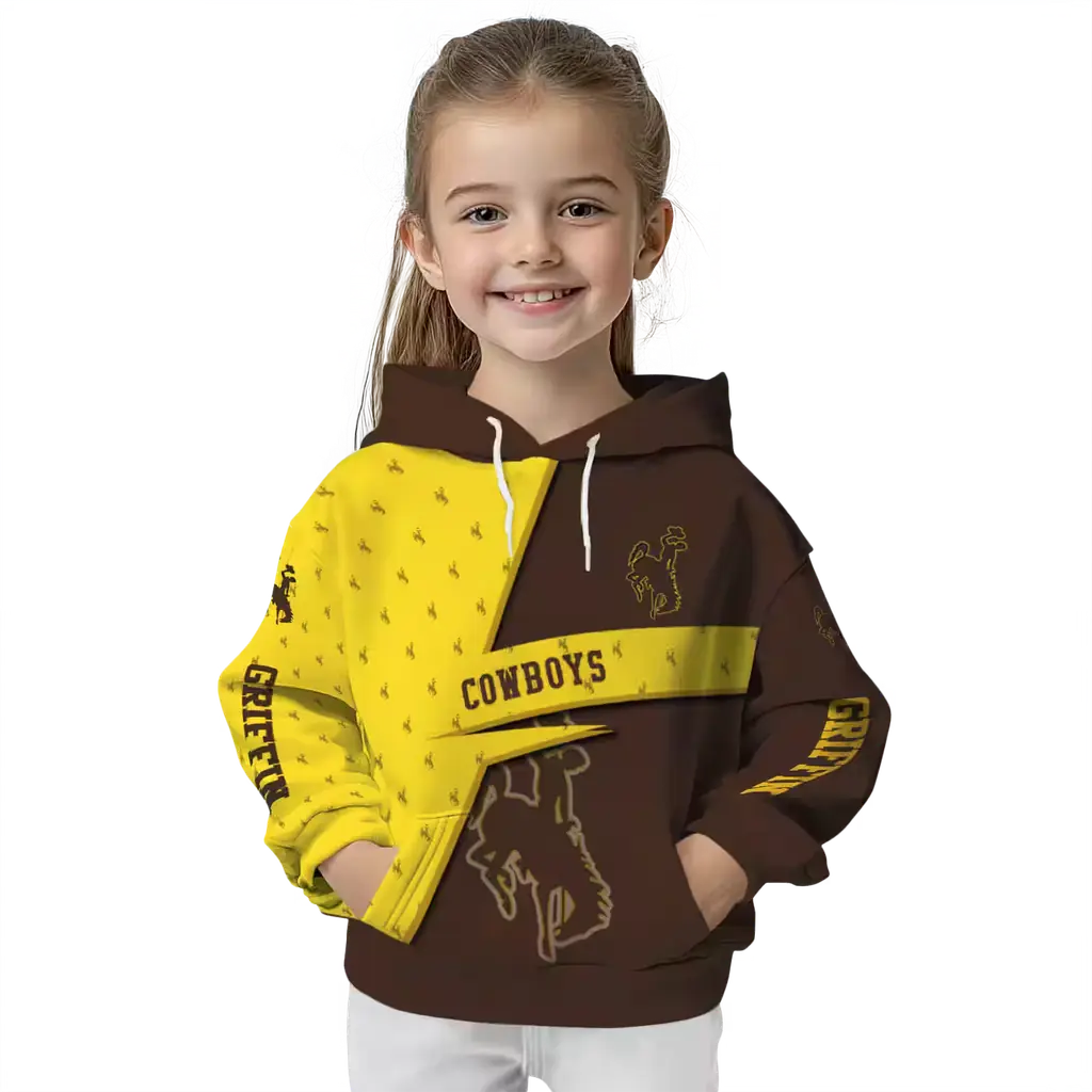 custom wyoming cowboys abstract shape brown hoodie top rated custom wyoming cowboys abstract shape brown hoodie top rated