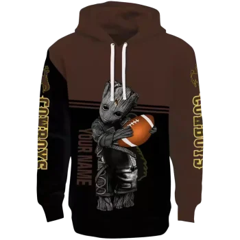 custom wyoming cowboys baby groot brown black hoodie best selling