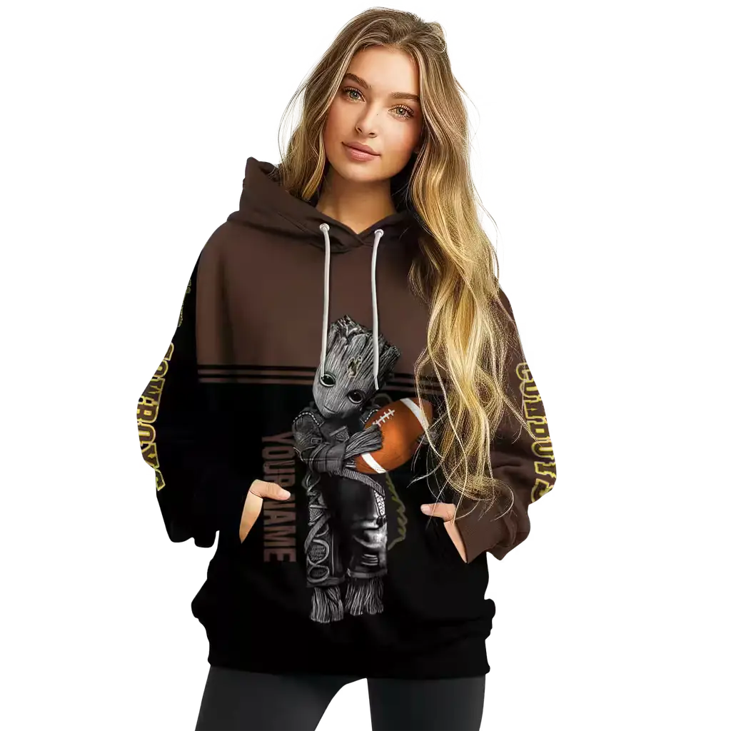 custom wyoming cowboys baby groot brown black hoodie high quality custom wyoming cowboys baby groot brown black hoodie high quality