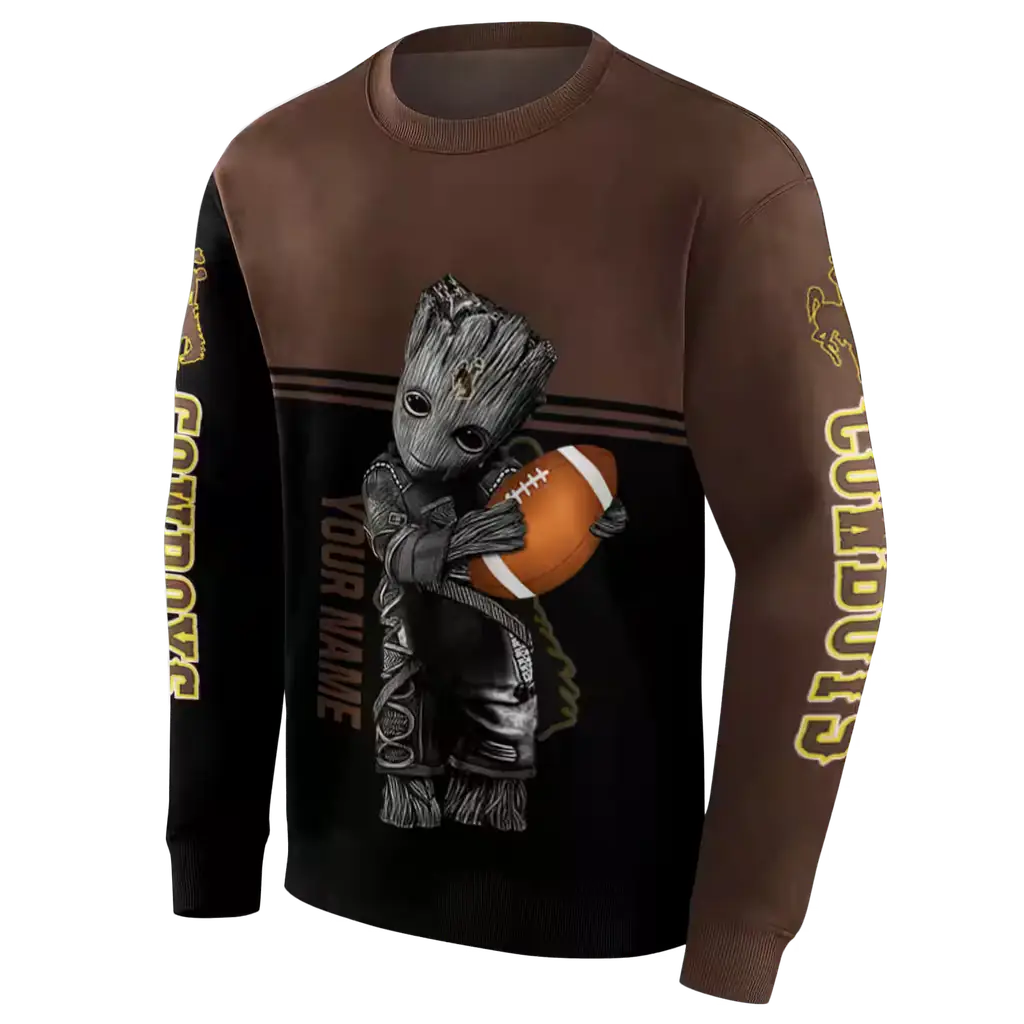 custom wyoming cowboys baby groot brown black hoodie new arrival custom wyoming cowboys baby groot brown black hoodie new arrival