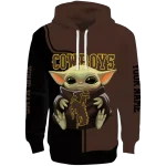 custom wyoming cowboys baby yoda brown black hoodie best selling