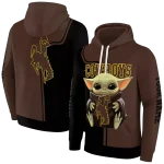custom wyoming cowboys baby yoda brown black hoodie best selling